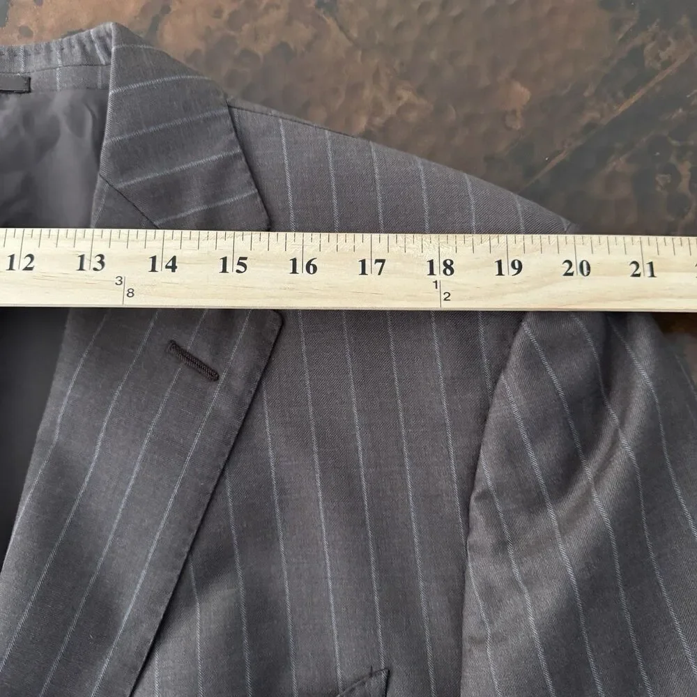 Ermenegildo Zegna Mila Fit Blazer Men 46R/60R Brown Pinstripe Wool Sport Coat